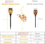 XERGY Solar Lights Outdoor Waterproof Dancing Fire Mashaal Flame Torch 96 LED 2200 mAh Battery Lantern Landscape Decoration Lighting Auto On/Off for Garden Balcony Driveway's (Large Size Pack of 4) - Image 2