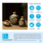 ExclusiveLane Terracotta Pots Flower Vases for Living Room Terracotta Decorative for Home & Decorative Vase for Home Decor (13.4 cm x 13.4 cm x 14.9 cm, Jet Black, Golden & White) - Image 6