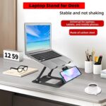 Adjustable Laptop Stand with Mobile Holder, Ergonomic Foldable Metal Laptop Riser Desk, Ventilated & Sturdy Compatible for 15.6 Inch Laptops, MacBook, HP, Dell, Acer, Lenovo, Notebook Stand - Image 5