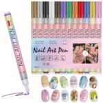 12 Color 3D Nail Art Pen Set DIY Nail Polish Drawing Pens Fine Tip Nail Graffiti Pens for Salon Home Use Quick Dry Waterproof Nail Design Tools