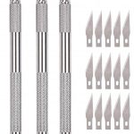 Worison 3pc Detail Pen Cutter with 15 Interchangeable Sharp Blades for Carving, Mat Cutting, Paper Cutting etc