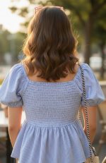 KARMA APPAREL Women’s Stylish Puff Sleeve Ruched Bow Front Top | Trendy Casual Summer Wear for Girls | Soft Lightweight Western Top for Daily & Vacation Outfit - Image 5