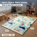 Extra Large Baby Play Mat 5x4 Feet, Reversible Foldable Crawling Mat, BPA Free Waterproof Floor Play Mat for Kids & Infants, Soft Cushioned Learning & Activity Mat(Blue Whale & sea Theme) - Image 3