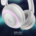 boAt Rockerz 480, RGB LEDs,6 Light Modes, 40mm Drivers,Beast Mode, 60H Battery, ENx Tech, Stream Ad Free Music via App Support, Bluetooth Headphones, Wireless Over Ear Headphone with Mic (White Sabre) - Image 5