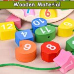 Wooden Learning Clock with Bead Lace Educational Digital Analog Number Shape and Color Learning Montessori Toy for Kids - Image 2