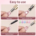 Bluedeal 4-Piece Cat Eye Magnet Set for Nail Art, Gold Nail Magnet, Heart-Shaped Magnet, Black Bead Cat Eye Effect Tool, Magnetic Pen for Gel Polish (Gold) - Image 6