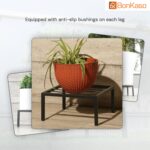 BonKaso Square (Pack of 8) Metal Plant Stand for Balcony & Garden (25.4x 25.4 x 12.7 cm) | Flower Pot Holder for Indoor & Outdoor Use | Decorative Planter Stand for Living Room & Home Decor- Black - Image 6