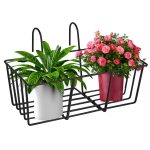 Pivalo Plant Stand Galvanized Metal Flower Pot Holder Indoor Gamla Support Art Hanging Basket Kitchen Basket Rack Outdoor Display Shelf for Office Home Garden Balcony Decoration (Pack of 1, Black) - Image 2