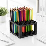 96 Holes Pen Pencil Holder Stand – Desk Organizer for Pens, Brushes & Art Supplies | Plastic Tabletop Stationery Organizer for Office, Study Table & Drawing Tools