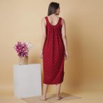 Printed Nighty Slip Gown for Women - 100% Cotton Combed Hosiery, Sleeveless Solid Pattern Maxi Length Nightwear, Soft Fabric.Combo (Pack of 2) - Image 5