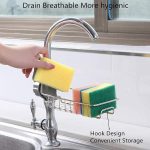 Stainless Steel Kitchen Sink Caddy Organizer, Adjustable Faucet Clamp Sponge Holder with Drainage, Multifunctional Storage Rack for Soap and Scrubber - Image 6