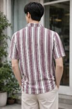 London Hills Men’s Loose Fit Half Sleeve Vertical Striped Polo T-Shirt with Zip Collar | Premium Polyester Fabric | T Shirt for Man | Tshirt | Shirts Men | Tshirt for Man | Men T-Shirts - Image 2