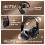 NB01 Lite Wireless Bluetooth Headphones 5.3 | Over Ear Headset with 40mm Drivers, Deep Bass, Noise Reduction, 12H Talktime, 10H Playtime, Built-in Mic, Foldable Design (Black) - Image 3