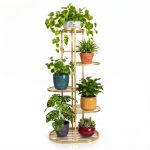 6 Potted Decorative Plant Stand | Anti-Rust Multi-Tier Stand for Indoor Outdoor Plants| Vertical Plant Stand for Living Room, Bedroom, Office Corner | Gamla Stand | Trendy Planter Rack | Size – 37x18 Inch (HxL) - Gold