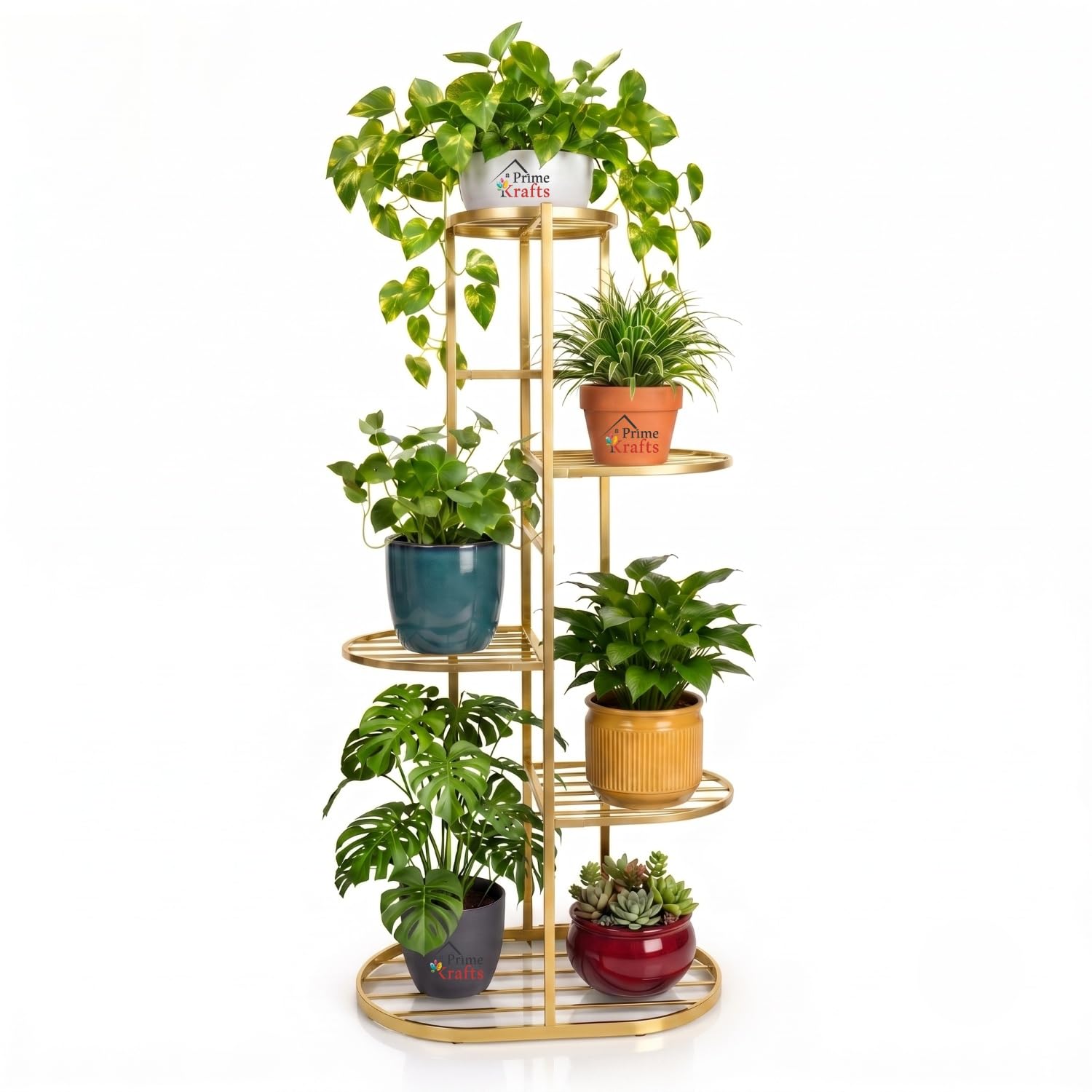 718LDu9CdL._SL1500_.jpg 6 Potted Decorative Plant Stand | Anti-Rust Multi-Tier Stand for Indoor Outdoor Plants| Vertical Plant Stand for Living Room, Bedroom, Office Corner | Gamla Stand | Trendy Planter Rack | Size – 37x18 Inch (HxL) - Gold - Image 1