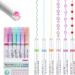 Shuttle Art Linear Roller Pen Set – Pack of 6 Pattern Highlighter Magic Border Pen with 6 Colors for Journaling, Scrapbooking, Note Taking & Creative Decoration