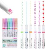Shuttle Art Linear Roller Pen Set – Pack of 6 Pattern Highlighter Magic Border Pen with 6 Colors for Journaling, Scrapbooking, Note Taking & Creative Decoration