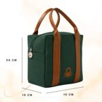 United Colors of Benetton Lunch Bag for Women & Men, Insulated Bag, Tiffin Lunch Bag for Office/College/School, Bottle Holder, Lightweight, Durable Handles, Multiple Pockets (Dark Green) - Image 3