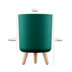 StyleX Store Modern White Flower Pot with Plastic Legs | Indoor Outdoor Planter for Home Garden Balcony Decor Ribbed Design Sturdy Plastic Mid-Century Style (Green Pack of 2) - Image 3