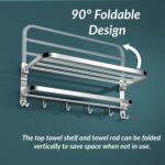 Plantex 304 Grade Stainless Steel Towel Hanger for Bathroom/Dual Folding Towel Rack/Towel Holder/Bathroom Accessories (24-Inch) Chrome - Image 5