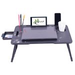 Foldable Wooden Mini Laptop Table for Bed, Study Table with Drawer, Tablet/Mobile Holder for Kids & Adults (HJ Flower) - Image 2