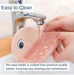 Fish Shape Soap Holder with Self-Drain Design | Soap Dish for Bathroom Sink, Kitchen & Shower | Non-Slip, Easy Clean Plastic Tray (Pack of 3) - Image 6