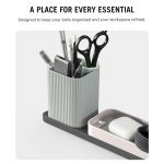 DailyObjects Bar Desk Organizer for Office Desk & Study Table | Premium Aluminium Base Tray with Pen Stand | Phone Stand & Multipurpose Workspace Storage - (Slate) - Image 5