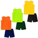 TS LAVI TAVI Baby Cotton Clothing Set | Sleeveless T-Shirt & Shorts Combo | Summer Wear for Boys & Girls | Soft Breathable Fabric | Multicolor Pack of 3 - Image 2