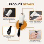 Foodie Puppies Pet Hair Remover Lint Roller with Handle and 4 Refills (300 Sheets), Hair Remover for Dogs and Cats, Ideal for Clothes, Furniture, Coats, Car Seats, Carpets, Fabric, and Dust Cleaning - Image 3