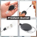 GLUN® Pack of 2 Sliding Badge Holders, Hard Black Vertical Card Case with Retractable Reel & Carabiner for Office, School ID, Credit, Key Cards & Driver’s License - Image 4