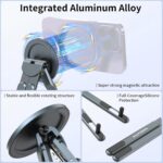 Aluminium Alloy Folding and Height Adjustable Stand Compatible with Laptop, Mobile and iPad, with Magnetic Feature for iPhone, Grey, 2026 Model - Image 5