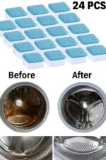 24 Pcs Washing Machine Cleaner Tablets – Deep Cleaning & Descaling for Front & Top Load Machines, Drum & Tub Stain Remover (24) - Image 3