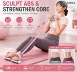 PANCA Fitness Tension Rope with Wider Pedal | 6 Tube Elastic Yoga Pedal Puller Resistance Band | Exercise Stretching Band for Abs, Waist, Legs & Full Body Workout | Home Gym Equipment (Pink) - Image 4