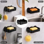 Self-Adhesive Bathroom Soap Holder with Drainage Tray | Wall Mounted Soap & Sponge Holder | No-Drill Soap Dish Organizer | Quick Drain Soap Storage Rack for Bathroom, Kitchen & Wash Basin - Image 4
