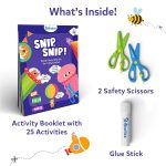 Skillmatics Scissor Skills Activity Book - Snip Snip, 25 Fun Cutting & Creative Activities for Preschoolers, 2 Child-Safe Scissors, Fine Motor Skills Craft Kit, Gifts for Kids Ages 3, 4, 5, 6, 7 - Image 2