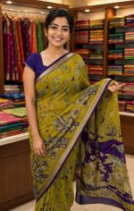 Women's Softy Moss Georgette Printed Saree with Vibrant Jari Border | Elegant Traditional Saree | Lightweight, Soft & Comfortable | Unstitched Blouse Piece - Image 7