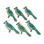 6 pcs Vintage Wooden Buttons 2 Holes Shape Pattern Craft Button Sewing Production Irregular Shape Button Handmade DIY Art & Crafts (Blue Bird Jay)