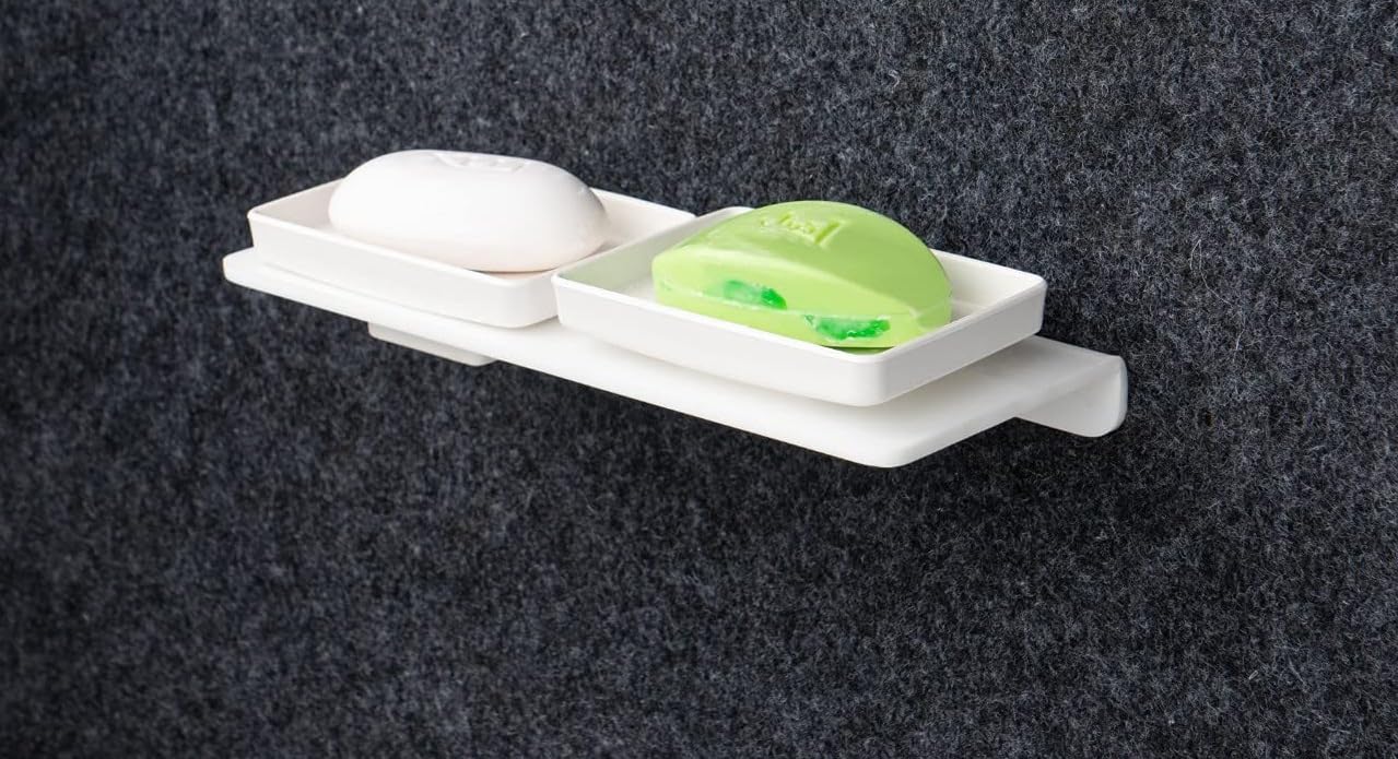 71AvSK2inbL._SL1279_.jpg MARQO Double Soap Dish, Stainless Steel, Rectangular, Silver, for Bathroom, 12 x 10 cm - Image 1