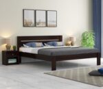 Solid Sheesham Wood Queen Bed Without Storage Bed | Stylish Bed for Bedroom, Living Room | (DK Walnut, Queen)