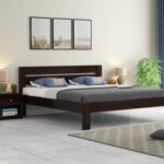 Solid Sheesham Wood Queen Bed Without Storage Bed | Stylish Bed for Bedroom, Living Room | (DK Walnut, Queen)
