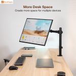 BonKaso Adjustable Single Arm Monitor Stand for Desk | Alloy Steel Durable Mount for 13”-27” Screens | 360° Rotation, Height Adjustable, Cable Management, Space Saving Monitor Arm (Black & White) - Image 7