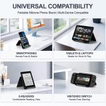 Foldable Silicone Aluminum Holder, Flexible Silicone Phone Stand with Anti-Slip Pad, Portable Rollable Multi-Angle Stand for Phone Tablet Laptop – Bendable & Foldable Home, Office, Travel (1, Black) - Image 4