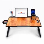 Study Table Bed Table Premium Laptop Table/Foldable and Portable Wooden/Writing Desk for Office/Home/School (Wood Cotted) - Image 2