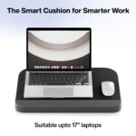 FOVERA Lap Desk Cushion | Fits up to 17” Laptop | High-Density Foam Cushion, Mouse-Friendly Flux Leather Top Surface, Soft Wrist Support, Side Storage Pockets, Removable Cover (Dark Grey) - Image 4