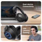 pTron Studio Ultima w/ 60Hrs Playtime, Dual Device Pairing, 40mm Drivers, Custom EQ, Mobile App, Wireless Over Ear Headphones w/HD Mic & TruTalk AI-ENC Calls, BTv5.4 & Type-C Charging (Jet Black) - Image 8