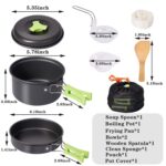 11-Piece Camping Cookware Mess Kit with Gas Stove, Lightweight Nonstick Pot & Pan Set with Spork, Bowls, Sponge & Travel Bag – Compact Outdoor Cooking Gear for Backpacking, Hiking, Scouts - Image 2