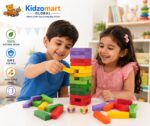 Kidzomart® Colorful Wooden Stacking Tower Game for Kids & Adults - Montessori Tumbling Blocks with Dice - Educational Fun Toy for Family & Party (Color) - Image 7