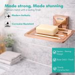 Soap Dish/Holder/Tray for Bathroom, Kitchen | Made with Stainless Steel | PVD Rose Gold Finish | Wall Mount Bathroom Accessories | Belly Series (Rose Gold) - Image 3