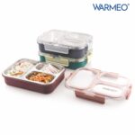 WARMEO BENTO Microwave-Safe Stainless Steel Lunchbox with 3 compartments,bpa Free,Perfect for Office, School, Travelling, 750ml-Grey - Image 6