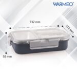 WARMEO BENTO Microwave-Safe Stainless Steel Lunchbox with 3 compartments,bpa Free,Perfect for Office, School, Travelling, 750ml-Grey - Image 5